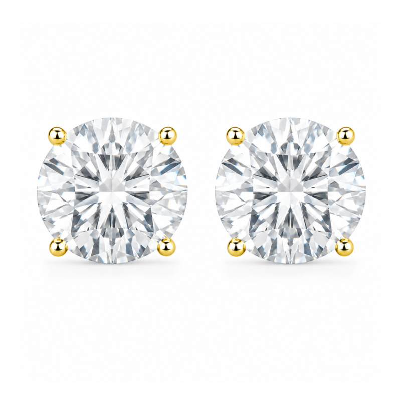Hailey Round Cut Solitaire Stud Earrings By Diamondiary