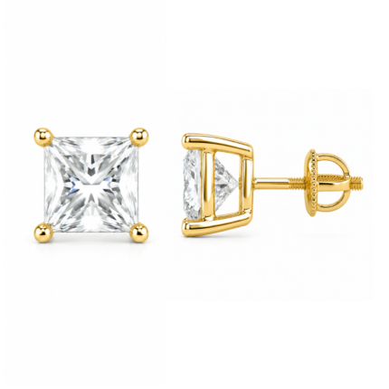 Viona Princess Cut Solitaire Stud Earrings By Diamondiary