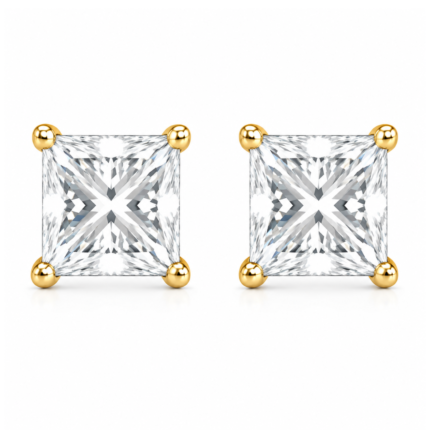 Viona Princess Cut Solitaire Stud Earrings By Diamondiary