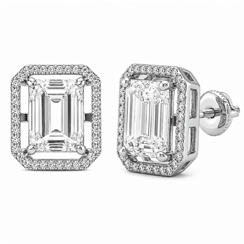 Stella Emerald Cut Diamond Stud Earrings By Diamondiary
