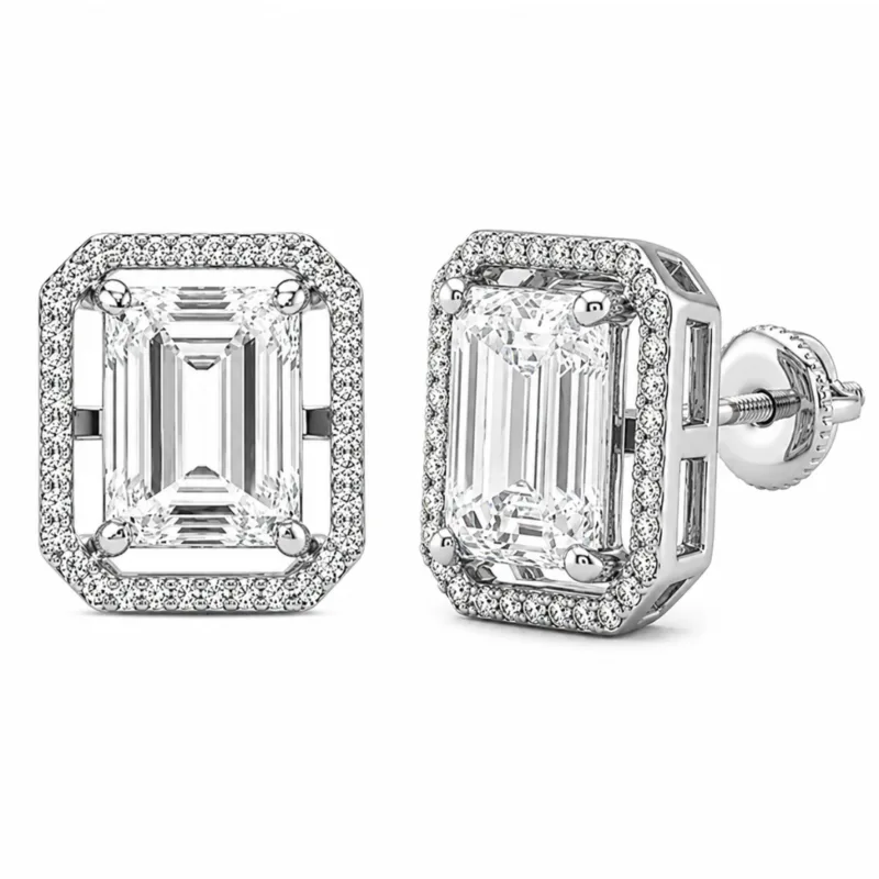 Stella Emerald Cut Diamond Stud Earrings By Diamondiary