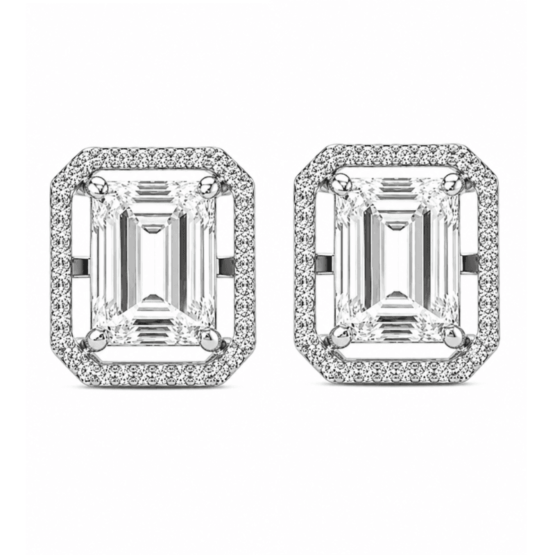 Stella Emerald Cut Diamond Stud Earrings By Diamondiary