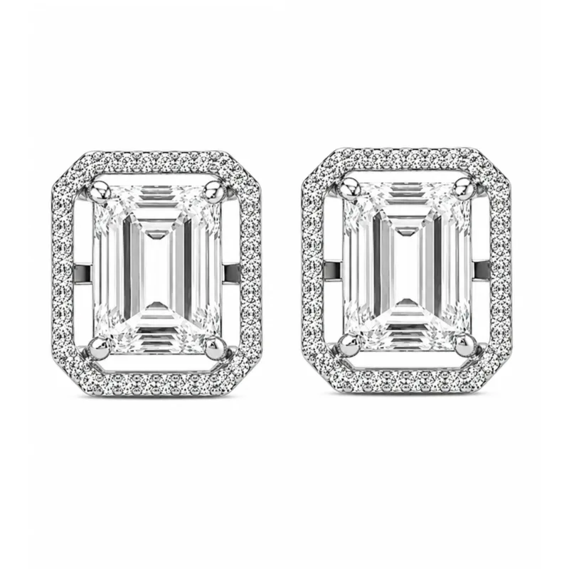 Stella Emerald Cut Diamond Stud Earrings By Diamondiary