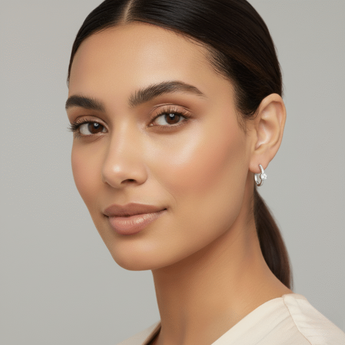Alani Hoop Solitaire Earrings - Image 6