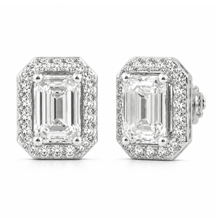 Andrea Emerald Cut Solitaire Diamond Earrings By Diamondiary