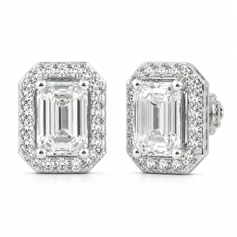 Andrea Emerald Cut Solitaire Diamond Earrings By Diamondiary