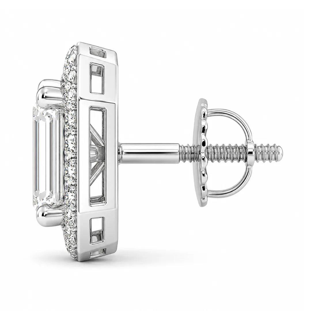 Andrea Emerald Cut Solitaire Diamond Earrings By Diamondiary