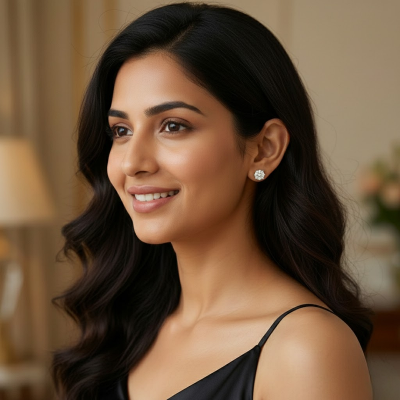 Khloe Solitaire Stud Earrings By Diamondiary