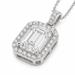 Andrea Emerald Cut Solitaire Diamond Pendant By Diamondiary