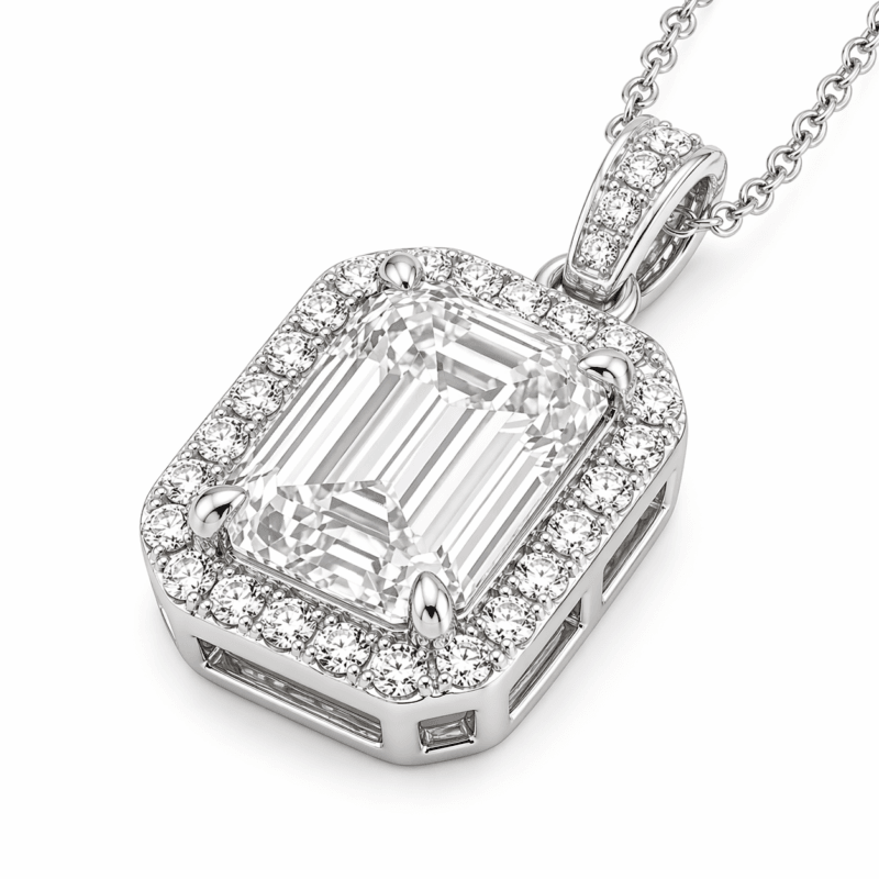 Andrea Emerald Cut Solitaire Diamond Pendant By Diamondiary