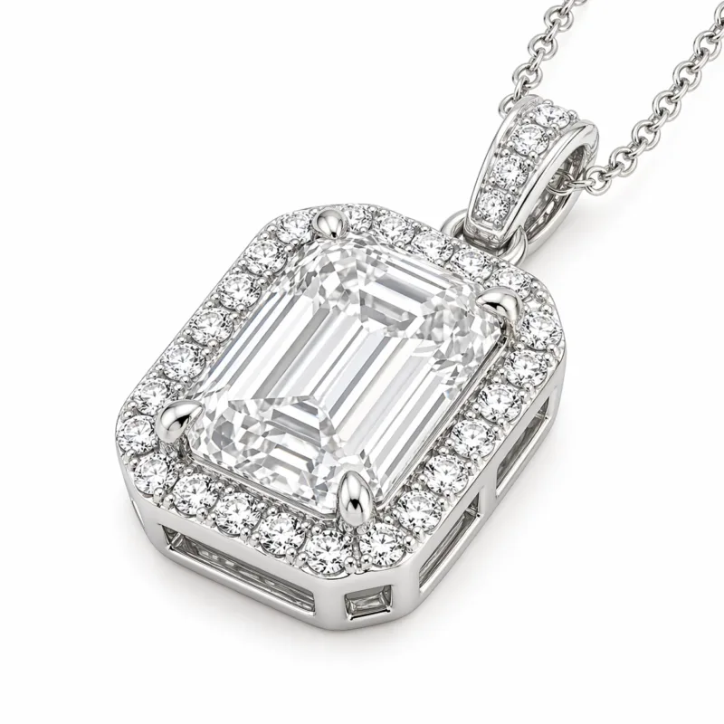 Andrea Emerald Cut Solitaire Diamond Pendant By Diamondiary