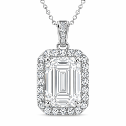 Andrea Emerald Cut Solitaire Diamond Pendant By Diamondiary