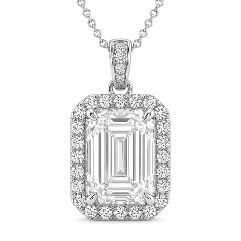 Andrea Emerald Cut Solitaire Diamond Pendant By Diamondiary