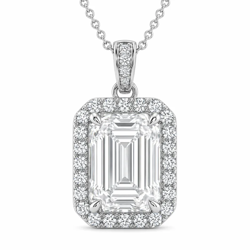 Andrea Emerald Cut Solitaire Diamond Pendant By Diamondiary