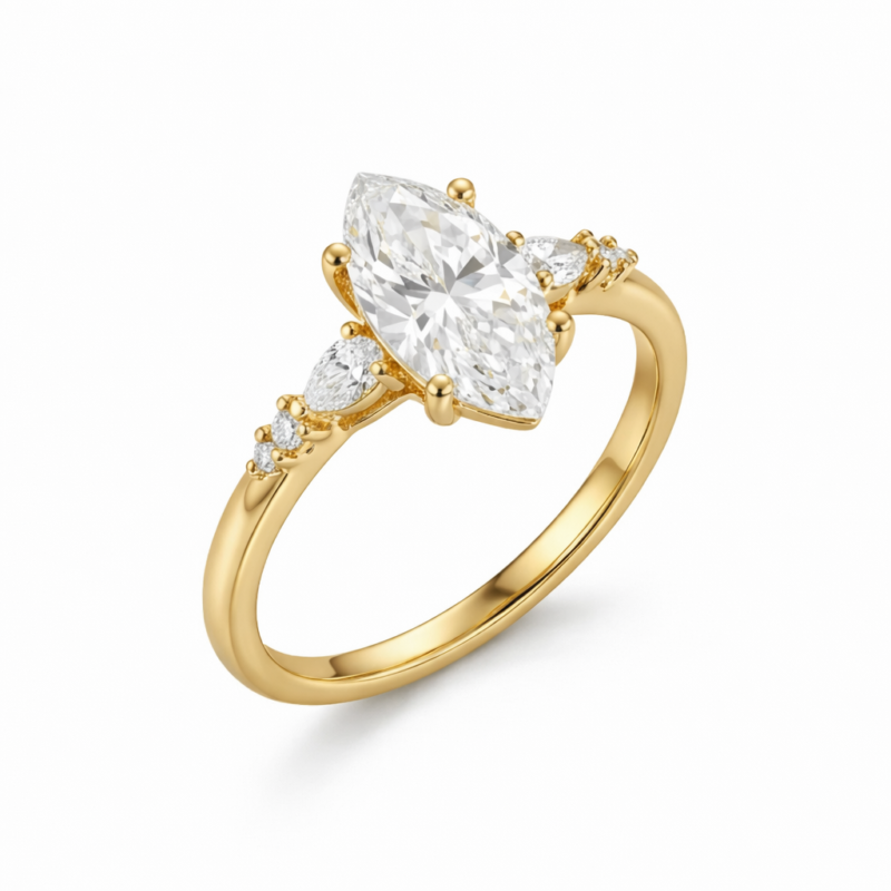 Lorraine Marquise Solitaire Diamond Ring By Diamondiary