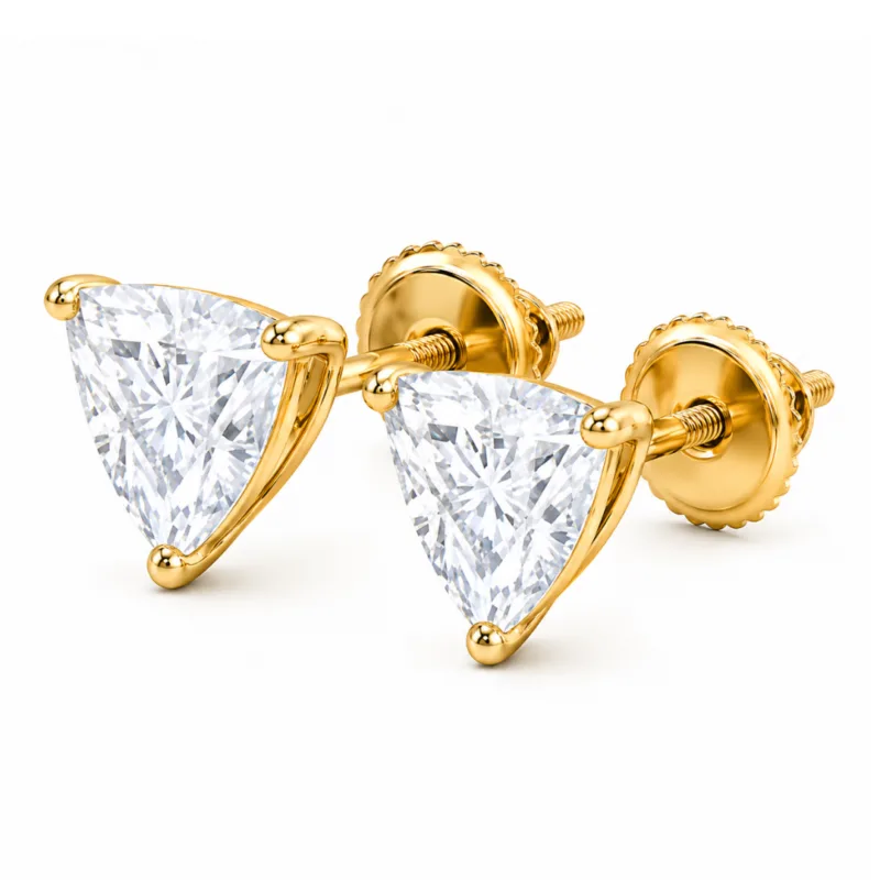 Caylin Trilliant Cut Solitaire Earrings By Diamondiary
