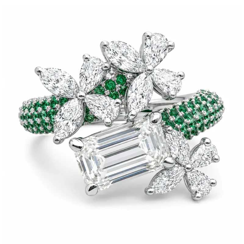 Elise Emerald Solitaire Diamond Ring By Diamondiary