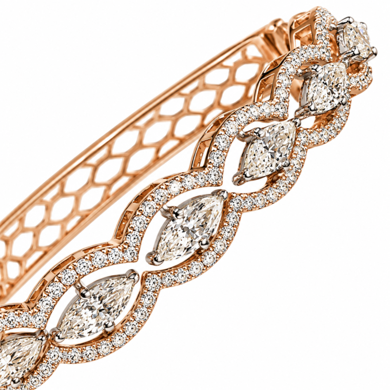 Nyomi Marquise Diamond Bangle By Diamondiary